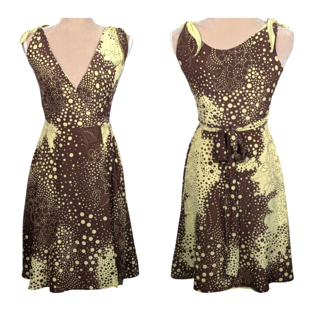 ANTHRO EVA FRANCO 100% Silk True Wrap Dress Retro Boho Twee Coquette Size 4